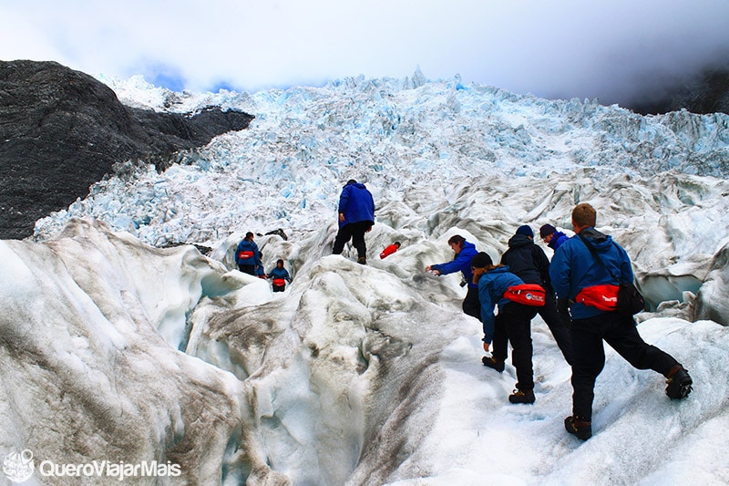 Trilha nas geleiras de Franz Josef