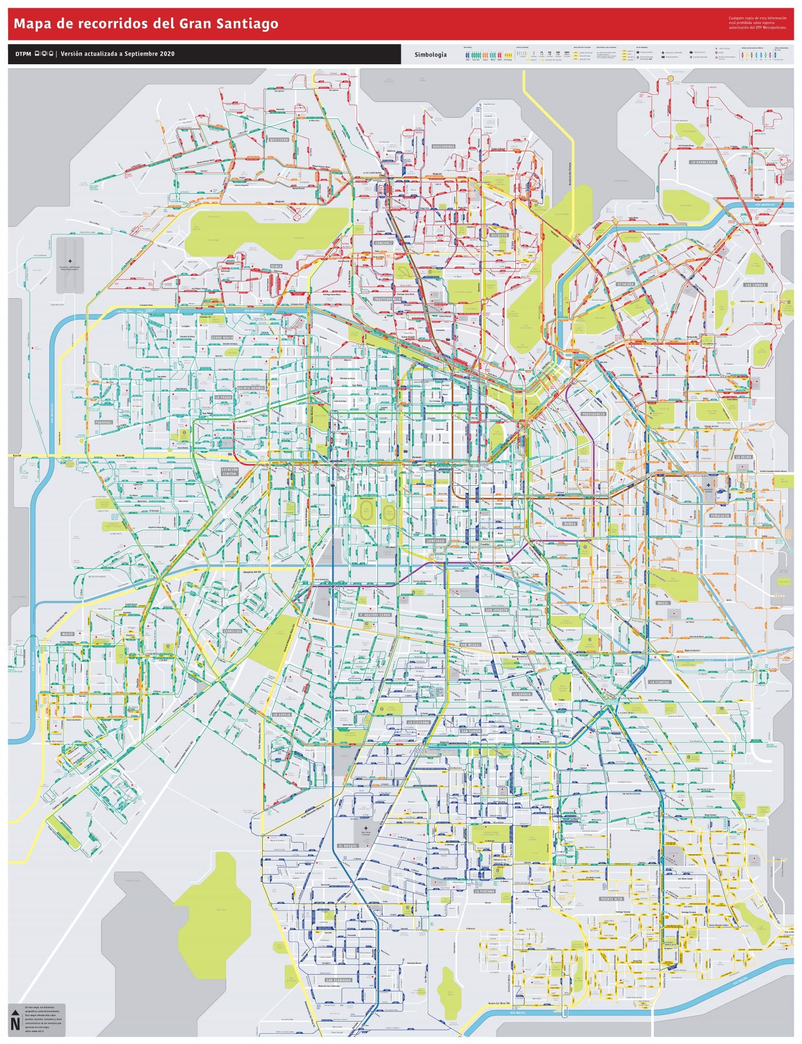 Mapa do transporte público de Santiago Chile tarjeta metro Santiago