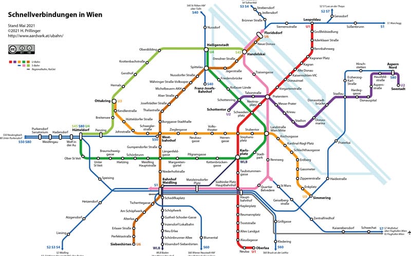 Mapa do metro em Viena