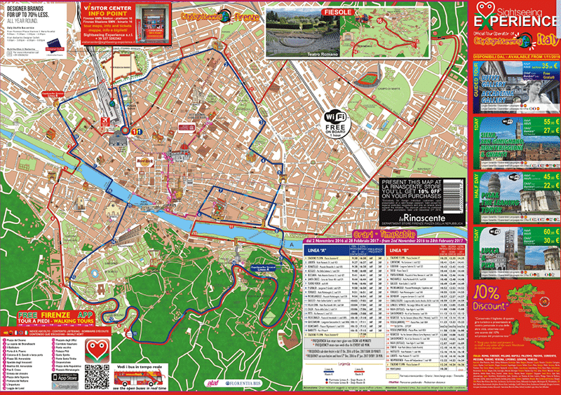 Mapa do ônibus turístico de Florença