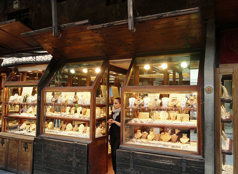 Compras Ponte Vecchio, em Florença