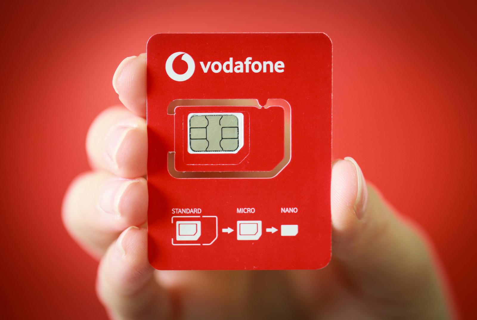 Plano de dados na Europa Chip Vodafone Europa