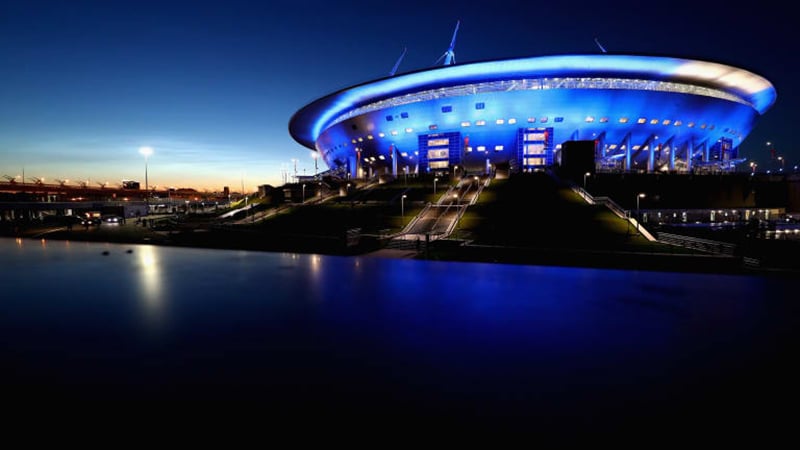 Obras dos estádios da Copa Estádio de São Petersburgo fotos