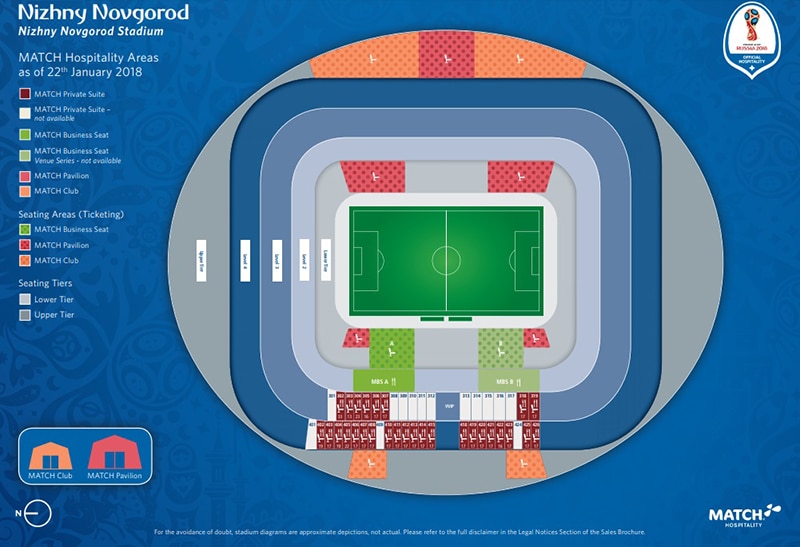 Localização do estádio Nizhny Novgorod 