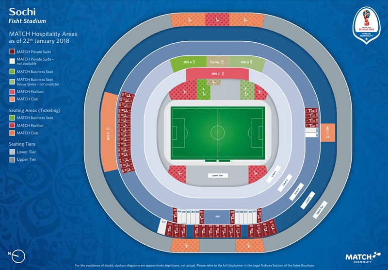 Localização do estádio em Sochi