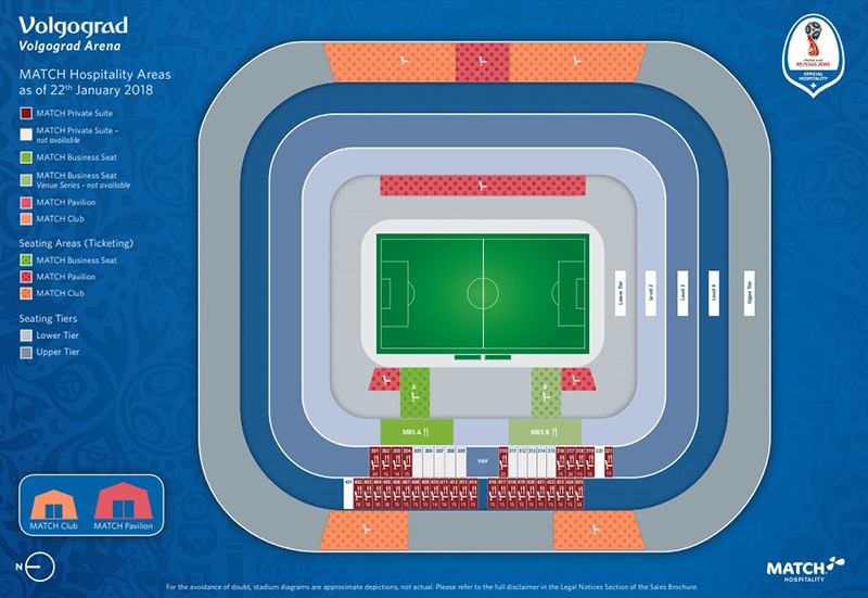 Localização do estádio de Volgograd Copa 2018