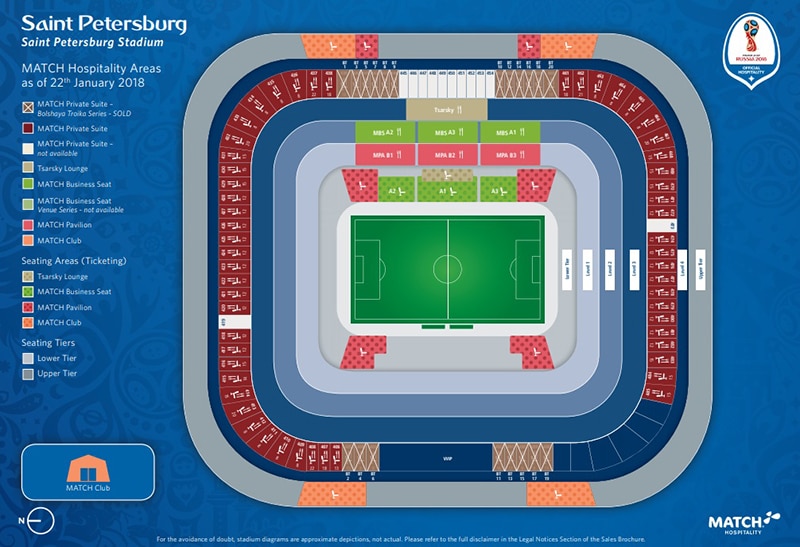 Mapa do estádio São Petersburg 