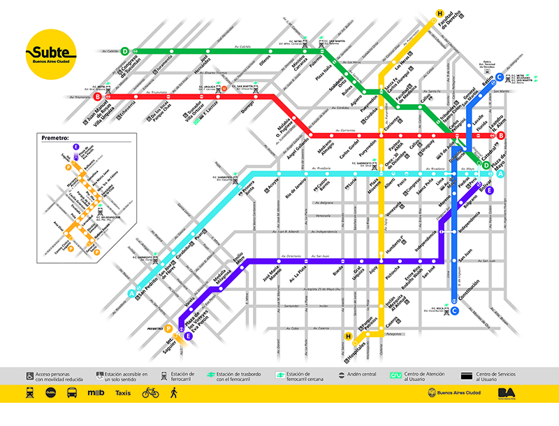 Como se locomover em Buenos Aires Mapa do metrô de Buenos Aires