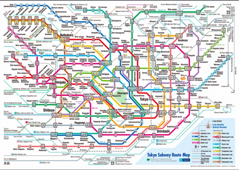 Mapa do metrô de Tokyo