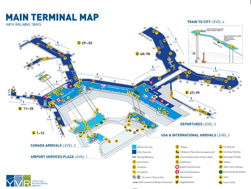 Mapa do Aeroporto de Vancouver 