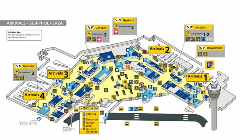 Mapa do aeroporto de Amsterdam
