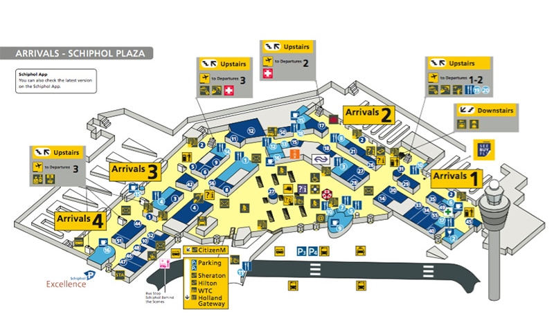 Como sair do aeroporto de Amsterdam Mapa do aeroporto de Amsterdam