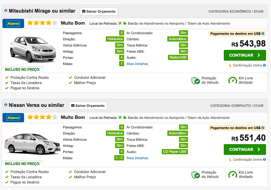 aluguel de carros internacional