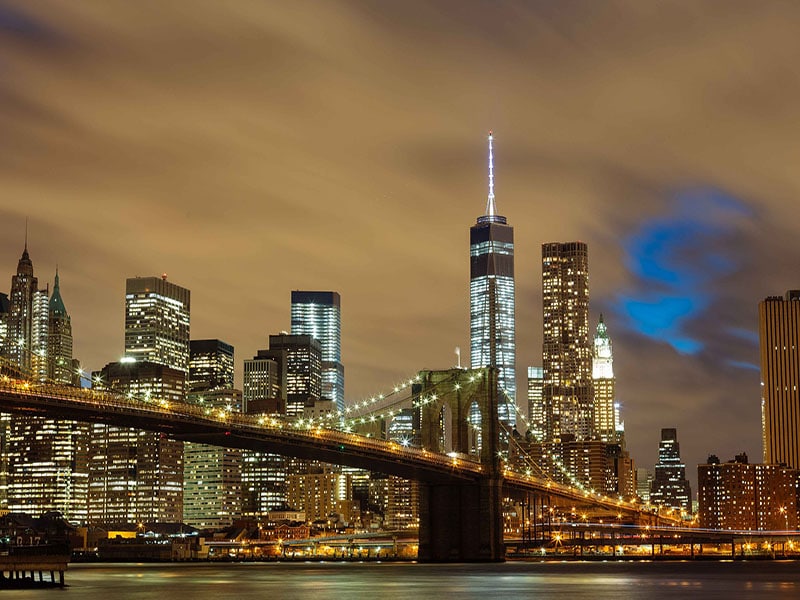 ponte do brooklyn à noite