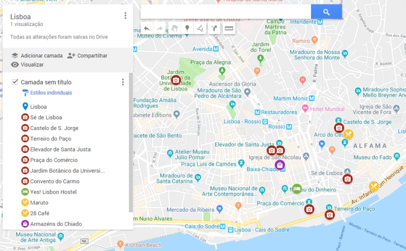 Google Maps para roteiro de viagem
