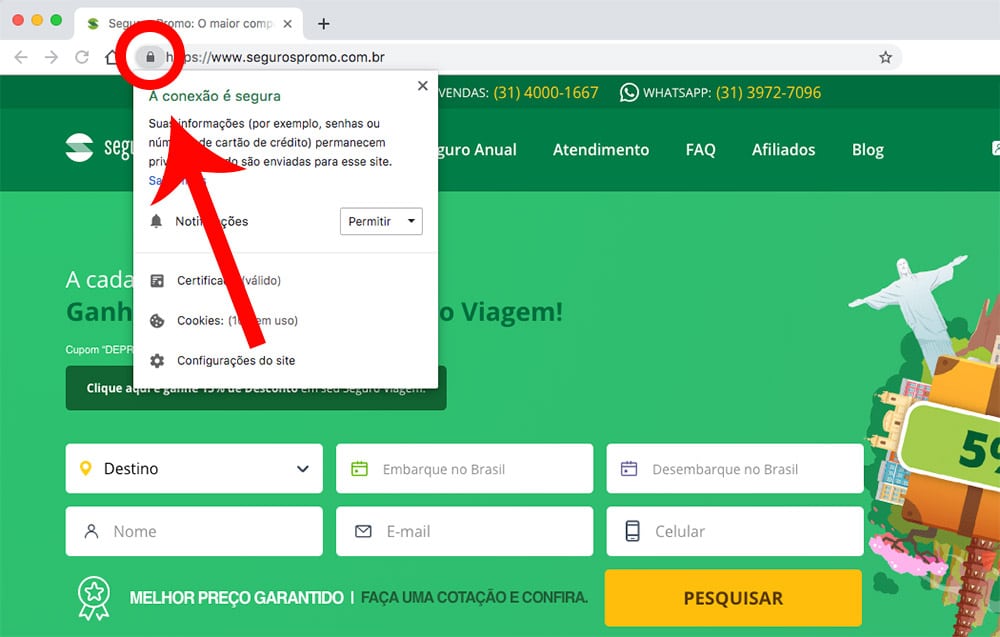 Segurança do site da Seguros Promo