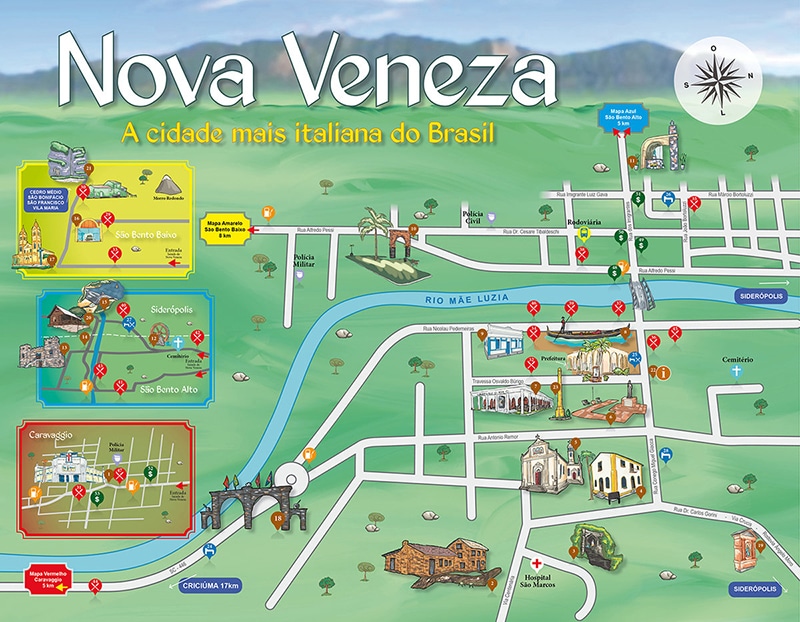 mapa turístico de Nova Veneza