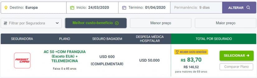 Seguros Promo Valor do seguro viagem europa