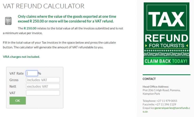 Tax refund África do Sul