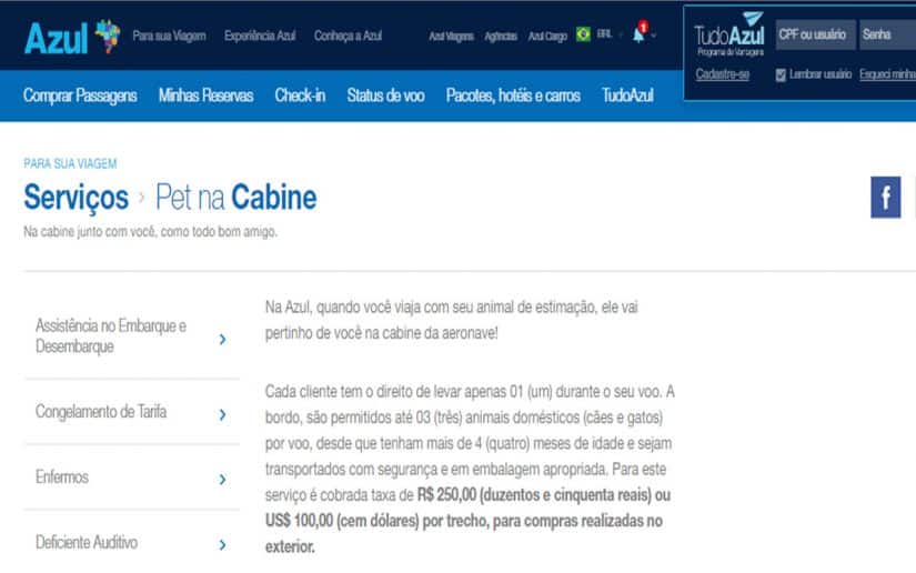 pet na cabine 