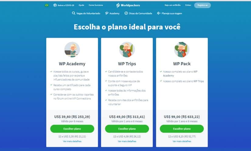 Qual o preço do worldpackers? worldpackers anfitrião