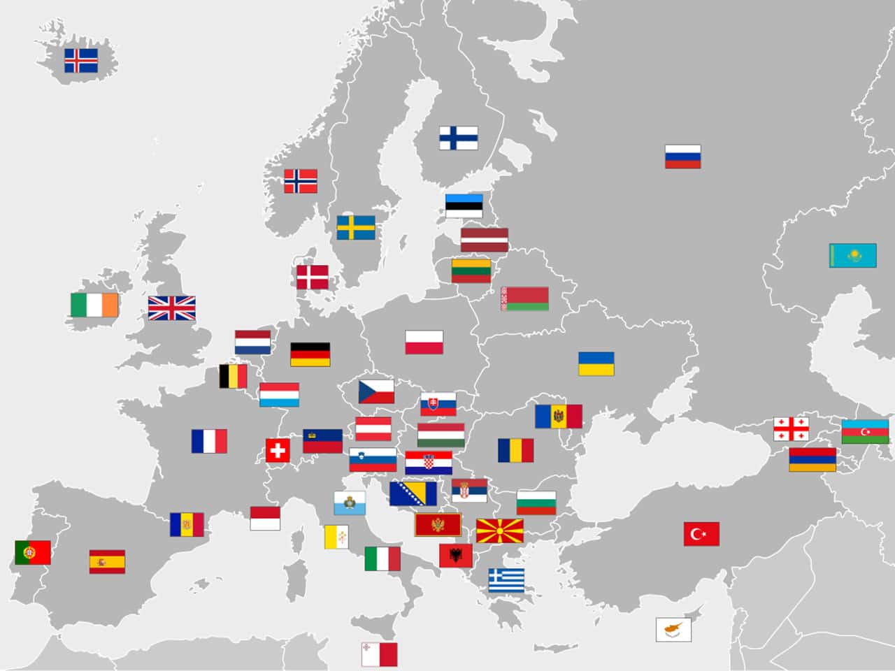 mapa da europa com bandeiras