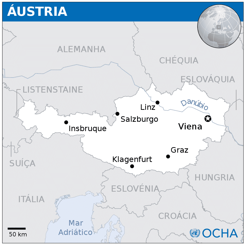 austria mapa austria população