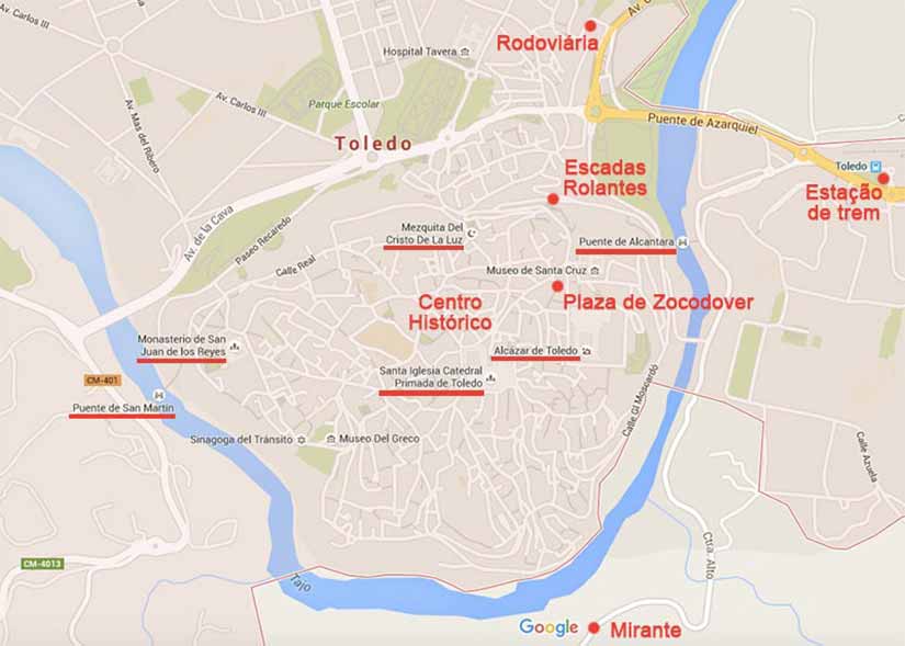 Mapa turístico de Toledo