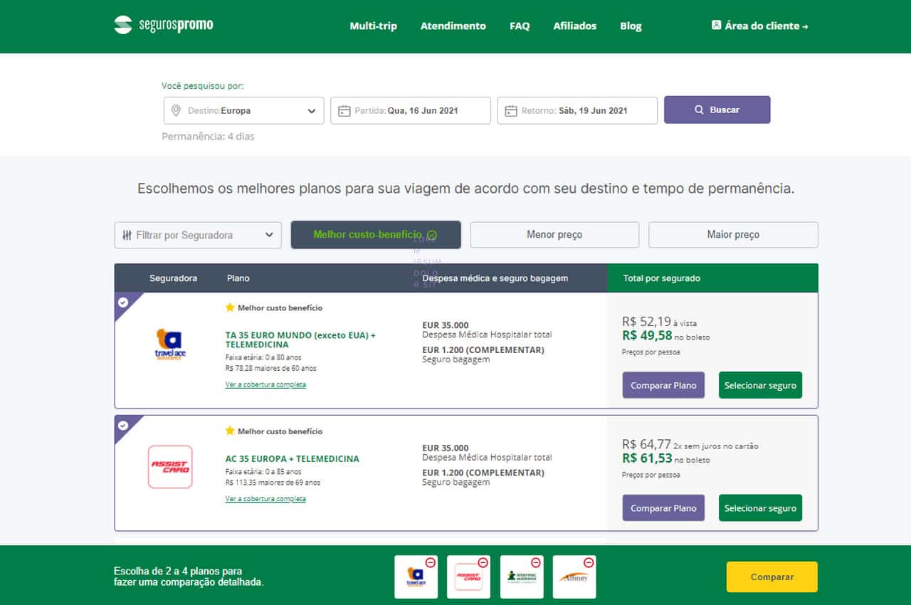 Comparador de seguro viagem seguros promo
