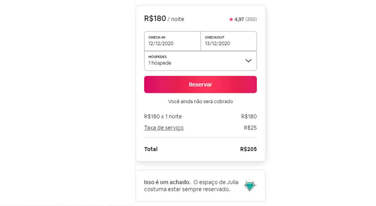 airbnb taxa de serviço