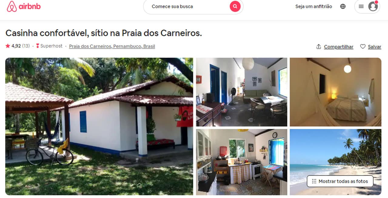 Mapa do Airbnb em Carneiros