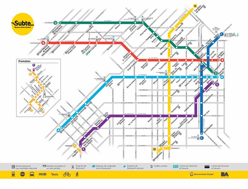 Mapa do metrô de Buenos Aires