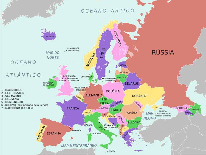 Mapa de Espanha e países vizinhos - Mapa de Espanha e países vizinhos (Sul  da Europa - Europa)