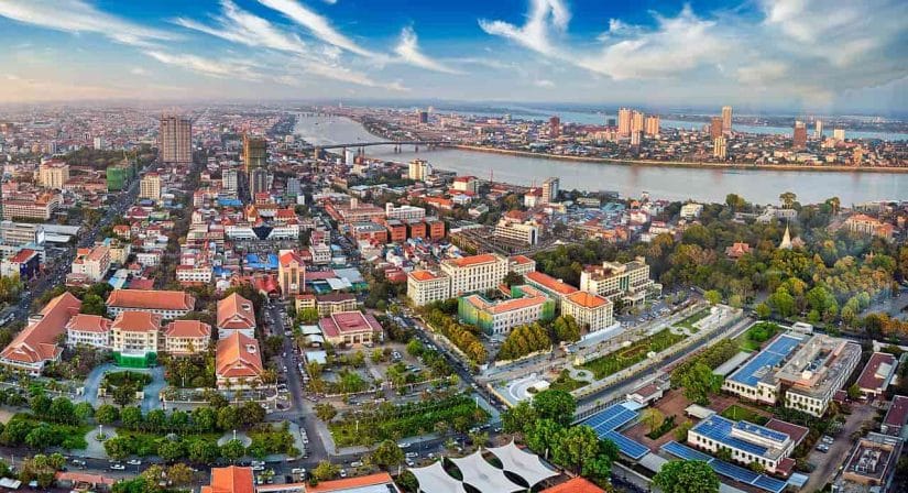 Vista aérea de Phnom Penh