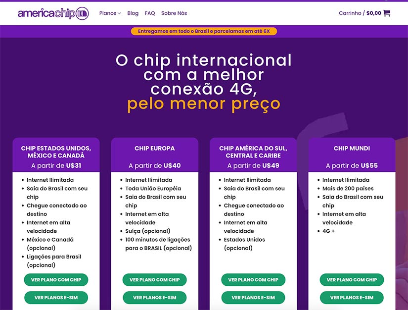 America Chip é o melhor chip de celular internacional