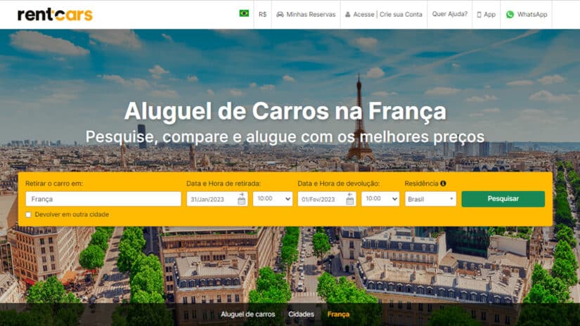 Melhores sites para alugar carro na França