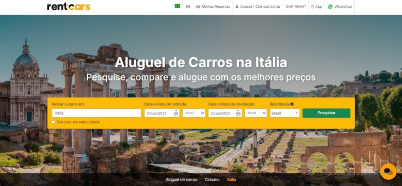 Melhores sites para alugar carro na Itália