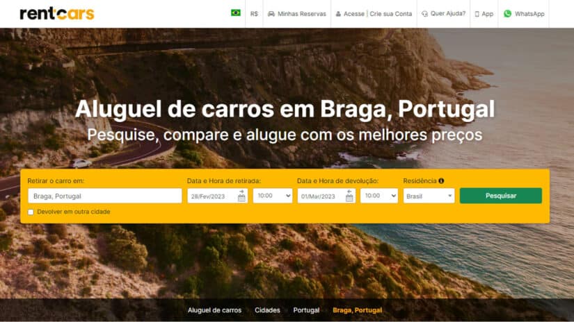 Melhores sites para alugar carro em Braga