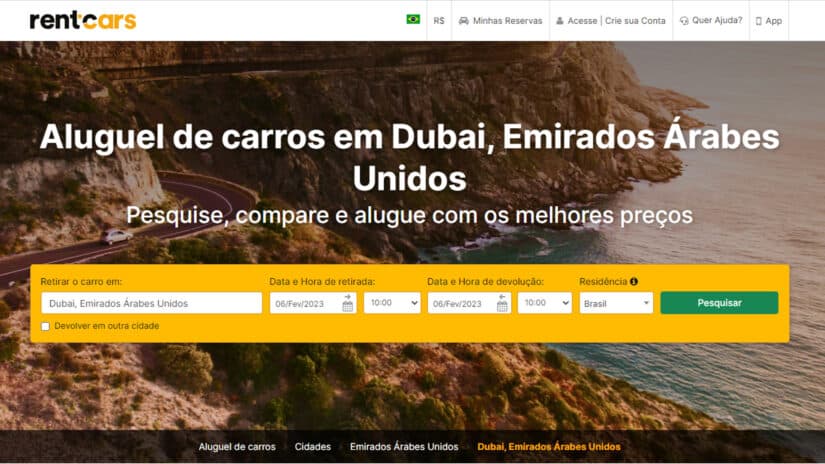 Melhores sites para alugar carro em Dubai