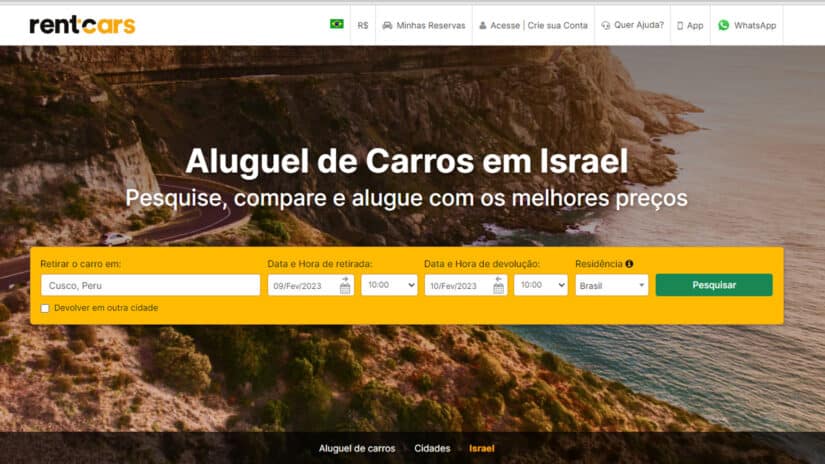 Melhores sites para alugar carro em Israel