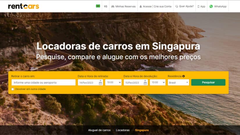 Melhores sites para alugar carro em Singapura