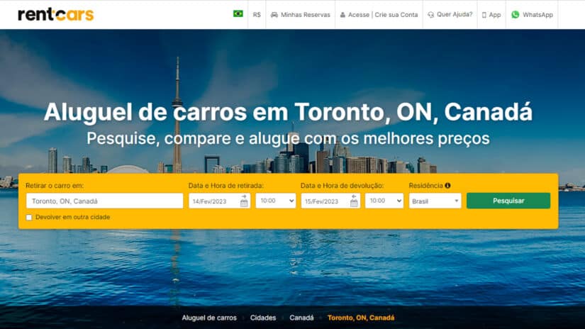 Melhores sites para alugar carro em Toronto