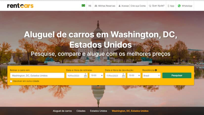 Melhores sites para alugar carro em Washington