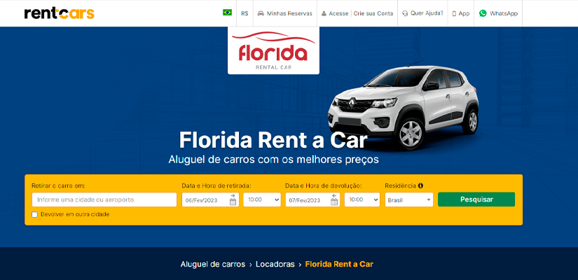alugar um carro na Flórida