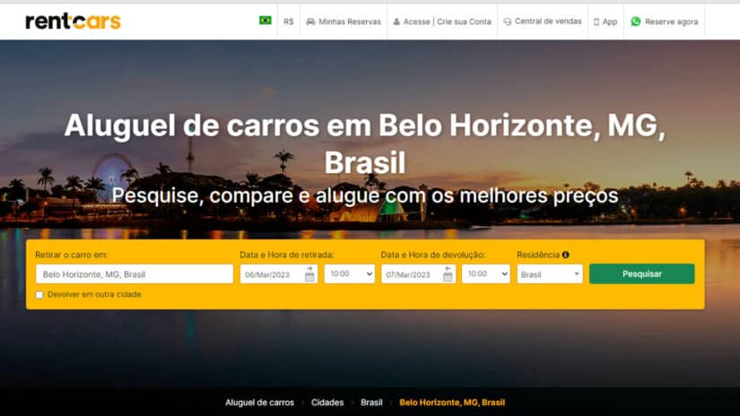 Melhores sites para alugar carro em Belo Horizonte