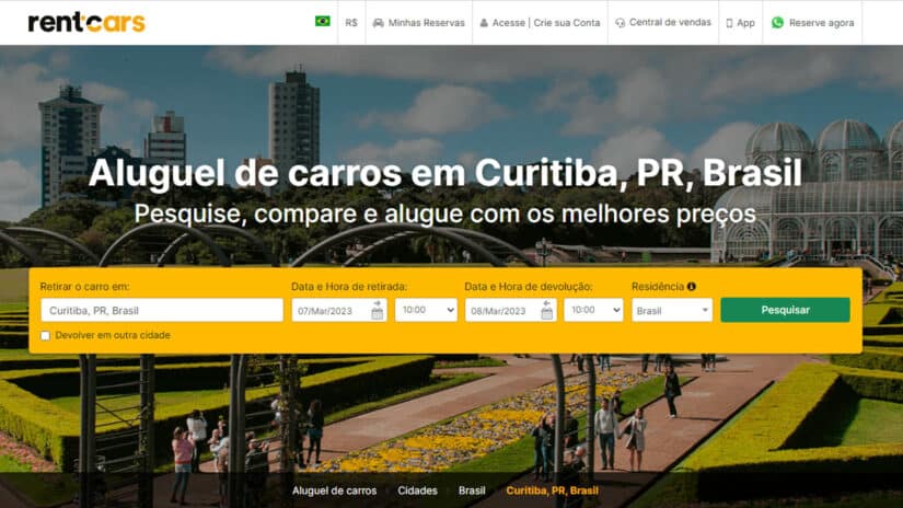 melhores sites para alugar carro em curitiba