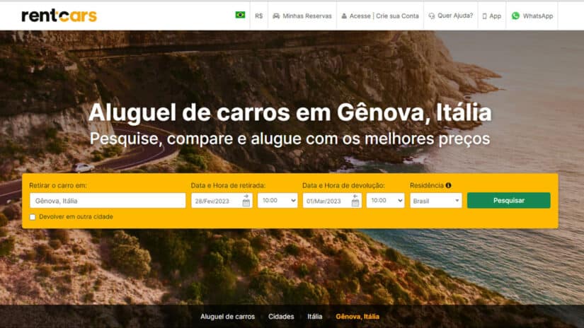 Melhores sites para alugar carro em Gênova