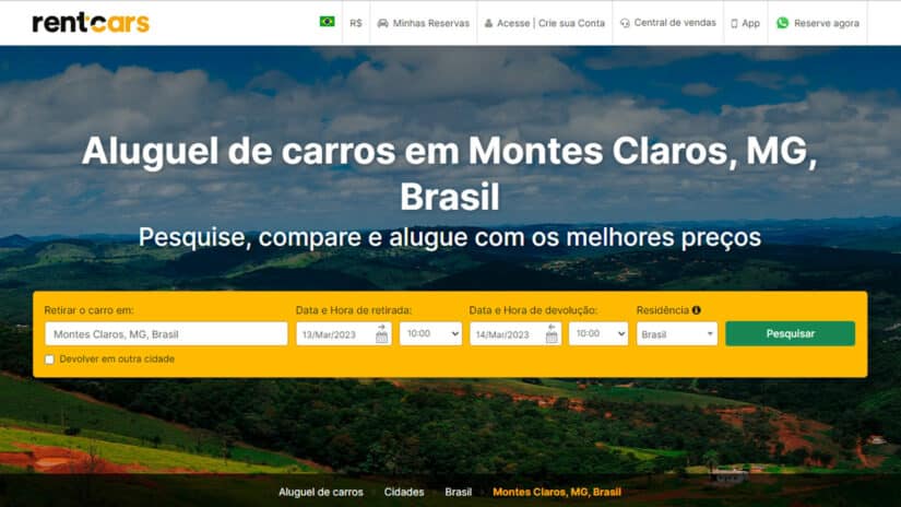 Melhores sites para alugar carro em Montes Claros