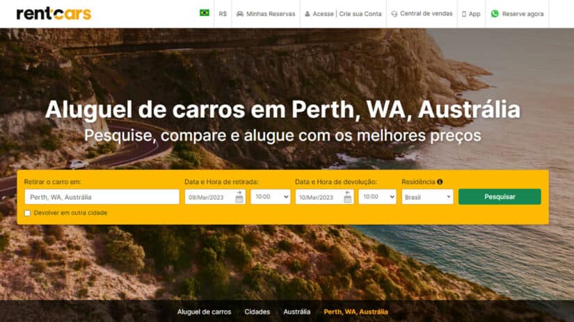 Melhores sites para alugar carro em Perth