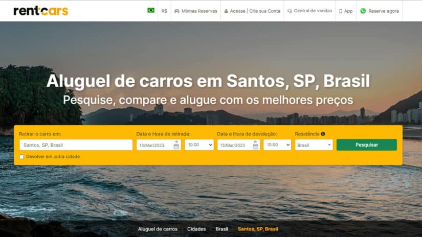 Melhores sites para alugar carro em Santos